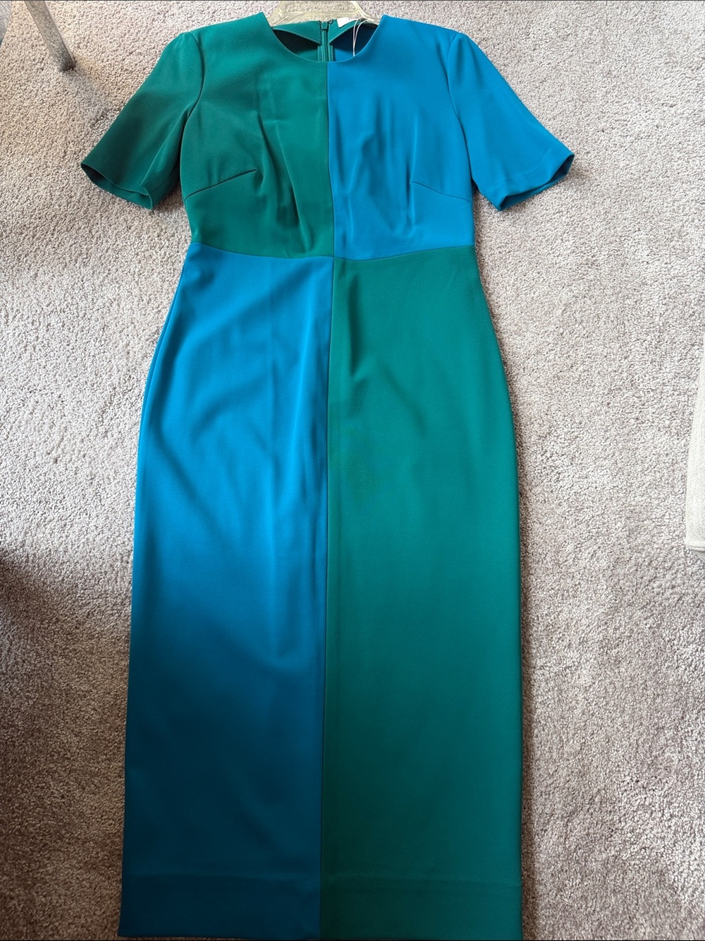 Diane Von Furstenberg Teal & Blue Colorblock Midi Dress - Picture 4 of 4